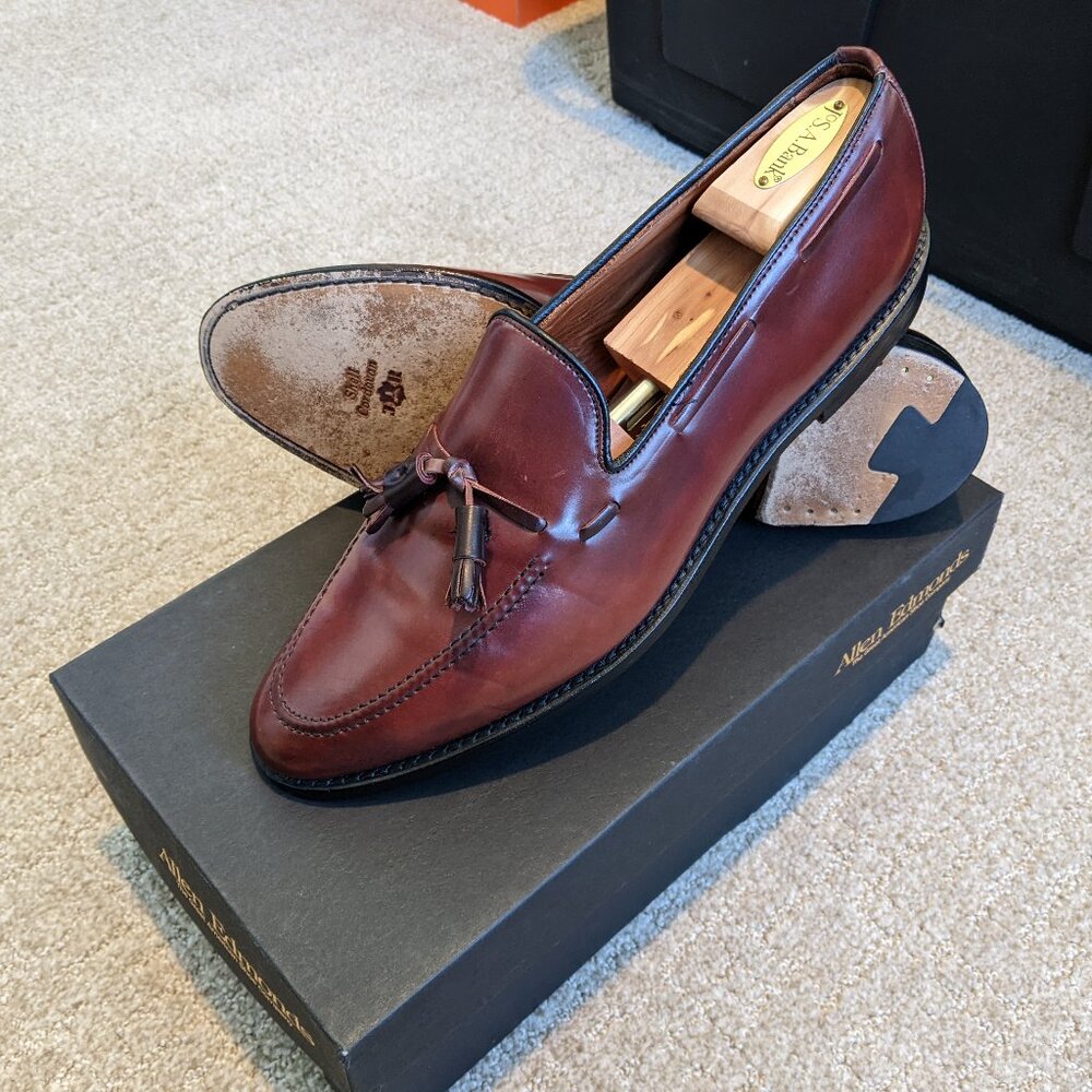 Allen Edmonds Burgundy Shell Cordovan, Grayson Loafers, 12.5 D